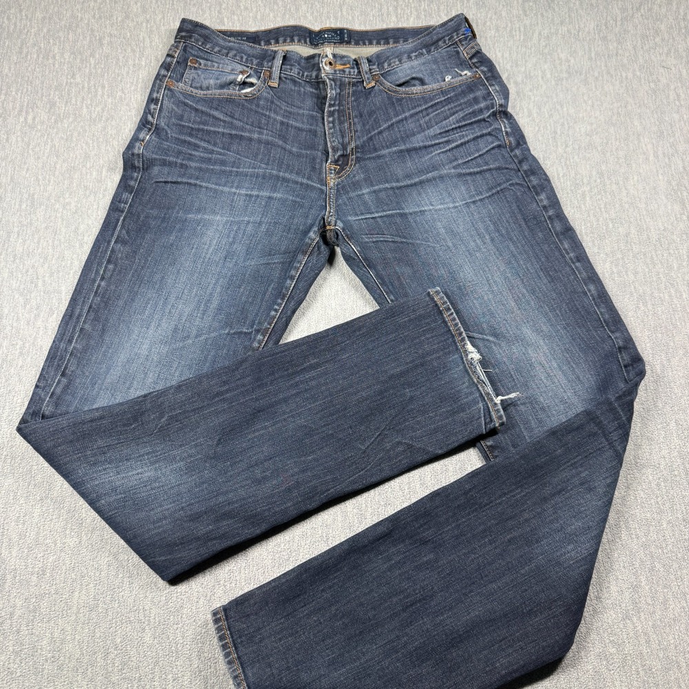 Lucky Brand Jeans Mens 34x36 Blue Denim 410 Athletic Fit Straight Leg Whisker